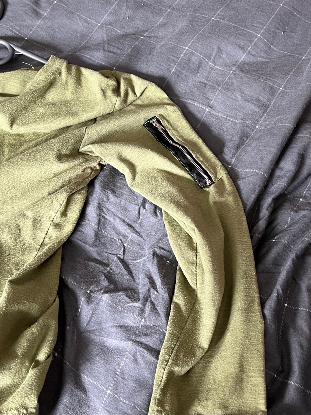 Olive Green Long Sleeve Utility Shirt Zip Sleeve Pocket Size L - Picture 6 of 6